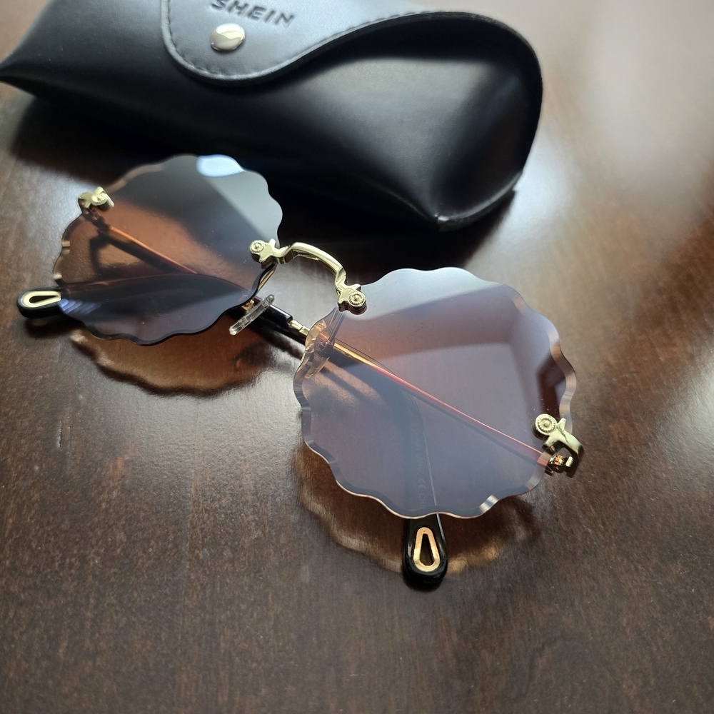 SHEIN Gold and Brown Women's Sunglasses